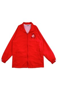 訂做紅色純色男裝風褸外套     設計繡花印花風褸logo     內設網眼布風褸   外套供應商  入班 風褸  J986